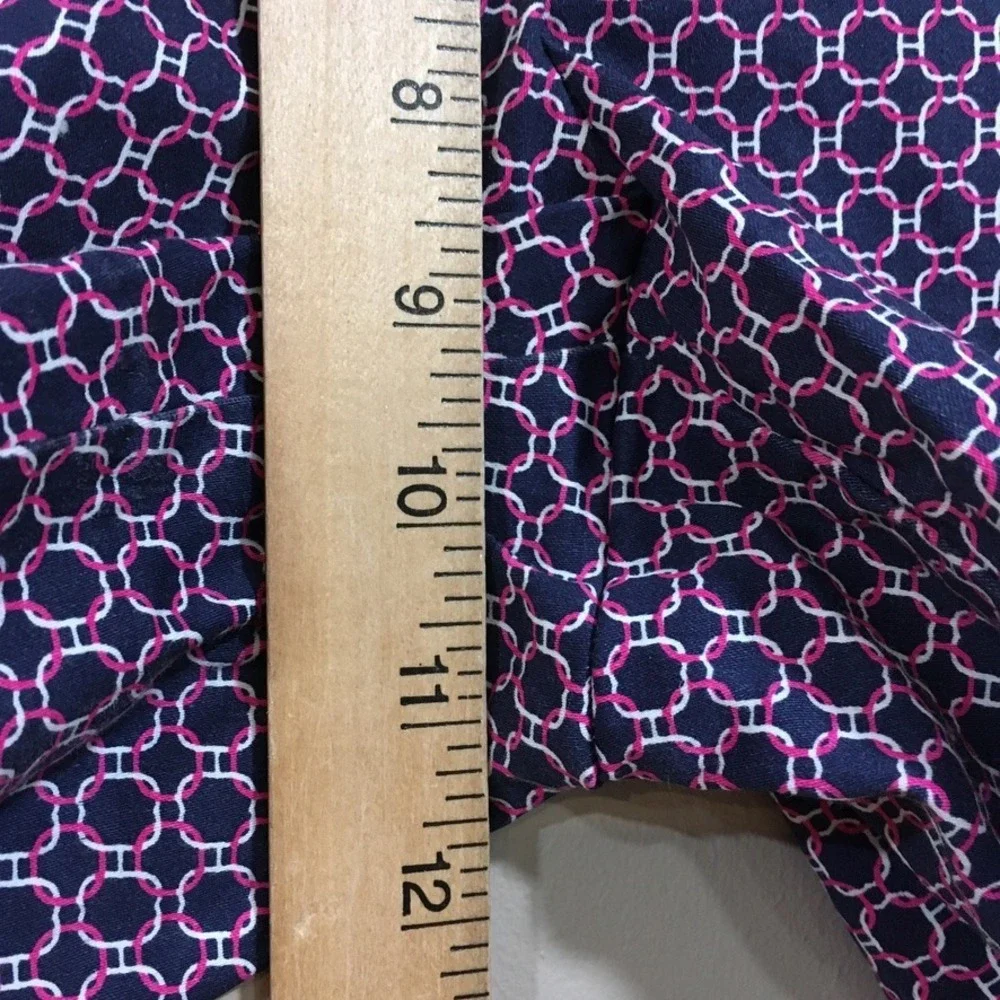 Willi Smith Chain Link Print Shorts Womens 6 Navy Pink Preppy Resort Old Money
